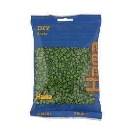 Hama Bead Bag | Approx. 3000 Midi Safety Beads | Mosaic Decoration Arts & Crafts for Creative Children from 5 Years | Olive Green