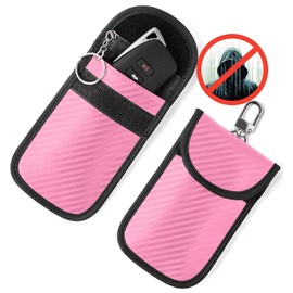 Vammcht Upgraded Faraday Bag for Key Fob (2 Pack), Premium Faraday Key Fob Protector– Car RFID Signal Blocking, Car Security Protection, Anti-Theft Pouch, Anti-Hacking Case Blocker Pink