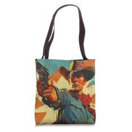 Retro Vintage 1950s Western Ranch Cowboy Hat Desert Art Tote Bag