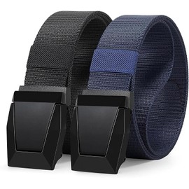 Vikarland 2 Pack Hebillas de Metal Hombres Cinturón Táctico Nylon Web Cinturón Militar de Liberación Rápida para Los Hombres（Negro+Azul）