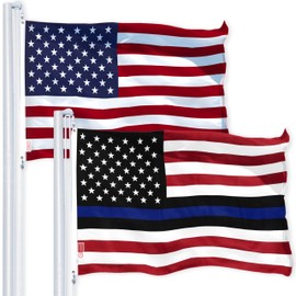 G128 Combo Pack: USA American Flag 3x5 Ft 150D Printed Stars & Blue Lives Matter Flag 3x5 Ft 150D Printed