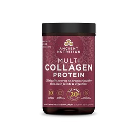 Proteína en polvo de colágeno con vitamina C y probióticos de Ancient Nutrition, proteína multicolágeno, sin sabor, 24 porciones, péptidos de colágeno hidrolizados que apoyan la piel y las uñas, salud intestinal, 8 onzas