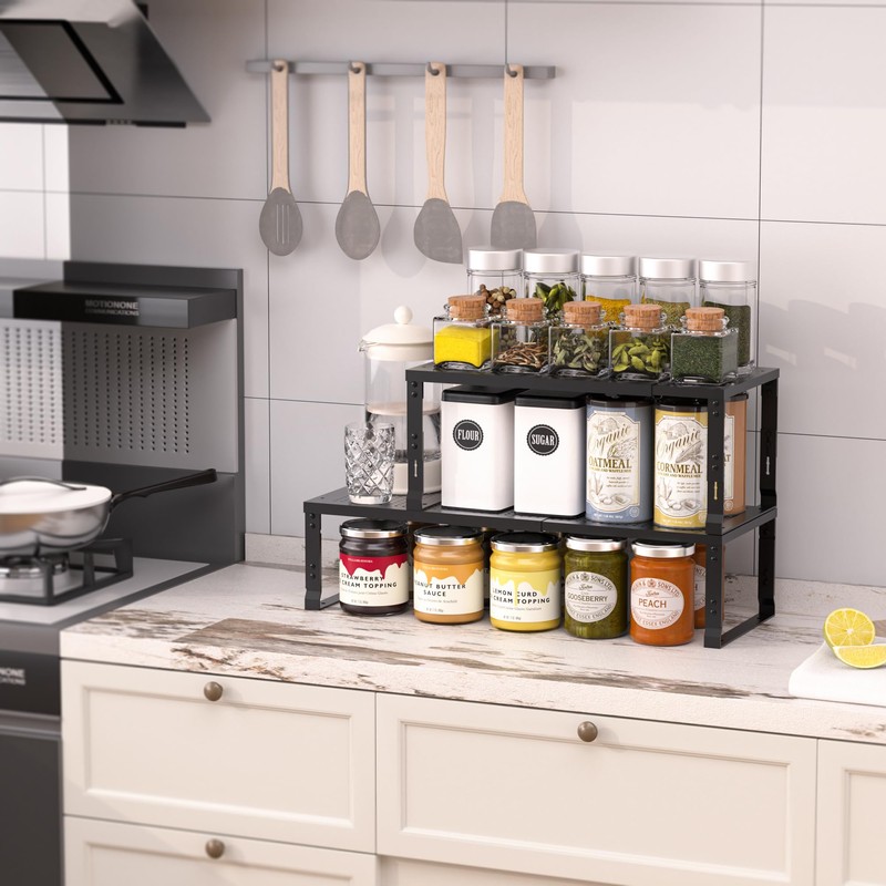 Zilvando Heavy-Duty Adjustable Metal Shelf Organizer - Expandable & Stackable