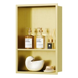2-Tier Stainless Steel Shower Niche,Golden, 12" X18"