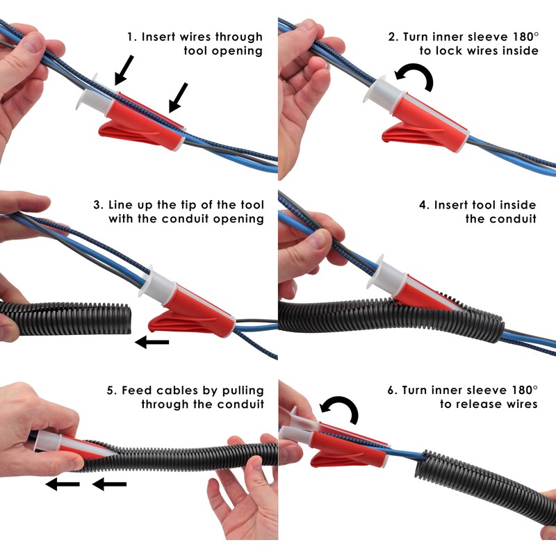 Electriduct Wire Loom Cable Insertion Tool for 1-1/4" to 1-1/2"