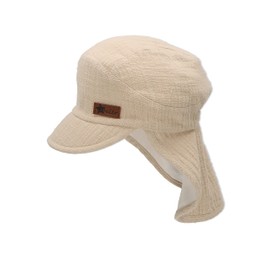 Sterntaler Boys Peaked Cap with Neck Protection Musselini Sun Hat, beige