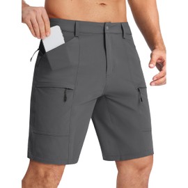 TACVASEN Men's Dark Grey Cargo Shorts, Size 40, Quick Dry, Hiking, Camping