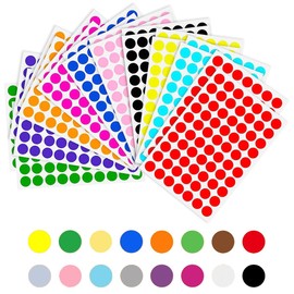Round Color Label Sticker with File Bag Office Supplies Office Round Seal Removable Label Sticker 16 Colors for Office 0.2 inch (6 mm) Diameter 16 Pieces, 6528 Sheets (6mm)