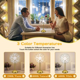 TYNLED Microphone Table Lamp, 3 Colors Small Touch Lamp for Bedrooms Stepless Dimming Cordless Lamp Unique Battery Operated Lamp Perfect Birthday Gifts for Mother Women Girl