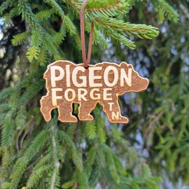 Wood Pigeon Forge Tennessee Christmas Ornament Bear Great Smoky Mountains National Park 3.8" TN