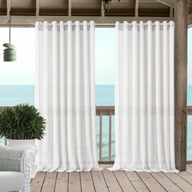 Elrene Home Fashions Carmen Extra Wide Indoor/Outdoor Sheer Grommet Window Curtain Panel, 114" x 108" (1, White