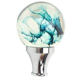 JDM Style Car Modified Shift Knob with 3 Adapters Round Ball Shift Head for Vehicles with Manual Automatic Transmission (Blue)