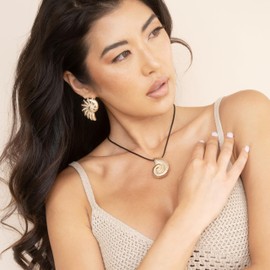 Ettika Choker Necklace For Women, Adjustable Cord Necklace 18k Gold Plated. Nautilus Shell Cord Necklace. Choker, Jewelry