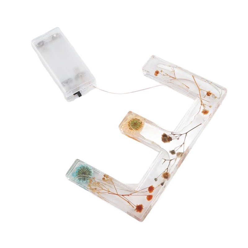 Floral Resin Letter Light Dry Flower and Alphabet Shape LED