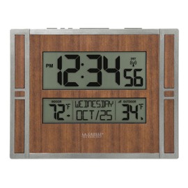 La Crosse Technology BBB86088 Atomic Digital Wall Clock with Indoor & Outdoor Temperature