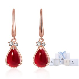 FH.bird Women’s Amethyst Earrings, 18K Gold, Popular, February Birthstone, Hypoallergenic, Hook Earrings, Swaying, Rose Quartz, Elegant, Girlfriend, Wife, Mother, 20's, 30's, 40's, Birthdays, Silver