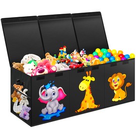 Mabahoo Extra Large Toy Box, Collapsible Storage Organizer with Lids, Cute Animals Toybox for Boys Girls, 40"x14"x16" Kids Toy Chest Sturdy Storage Boxes for Living Room Bedroom Playroom Nursery