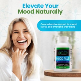 Neuro biologix Mood Plus Complete Mood Support Supplement - Calming Supplement for Stress Assistance, Brain Function Support & Serotonin Regulation - 5 HTP Supplement with Niacin, GABA & Ashwagandha - 60 Capsules