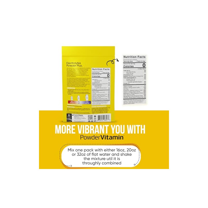 PowderVitamin Electrolytes Powder Plus, Keto, naranja piña, sin azúcar, 1000