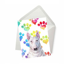 Bull Terrier Greeting Card, Card for Wife Husband Boyfriend Girlfriend Dog Mom Dad, Card for Him Her Friend Brother Sister, Watercolor Cards with Envelopes, Sympathy Card Loss of Dog, Cute Dog Card (5x7")