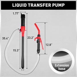 HORUSDY Portable Battery-Operated Fuel & Water Transfer Pump, 2.2GPM Automatic Siphon Pump for Gas Can & Tank, Handheld Liquid (Red)