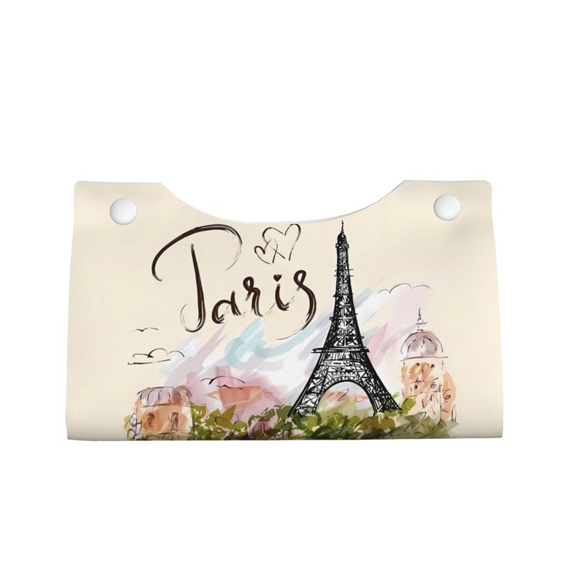 The Famous Paris Eiffel Tower Tissue Box Cover Rectangle PU