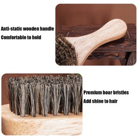 Wooden Boar Bristle Hair Brush and Comb Set for Women and Men, Peach Wood Comb for Detangling Hair, Paddle Boars Hairbrush for Smoothing Fine Thin Hair, Make Hair Shiny and Soft