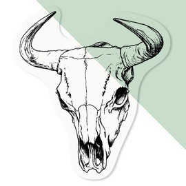 4 x Small 50mm 'Cow Skull' Transparent/Clear Sticker Decals for Windows/Cars/Walls (DC00140108)