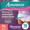 Assurance Women's Incontinence & Postpartum Underwear, XL, Overnight 16 Count