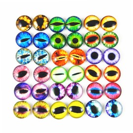 Julie Wang 40PCS/Pack Wholesale in Bulk Assorted 15mm Round Glass Dragon Eye Covered Cabochons for Doll Making and Jewelry Settings