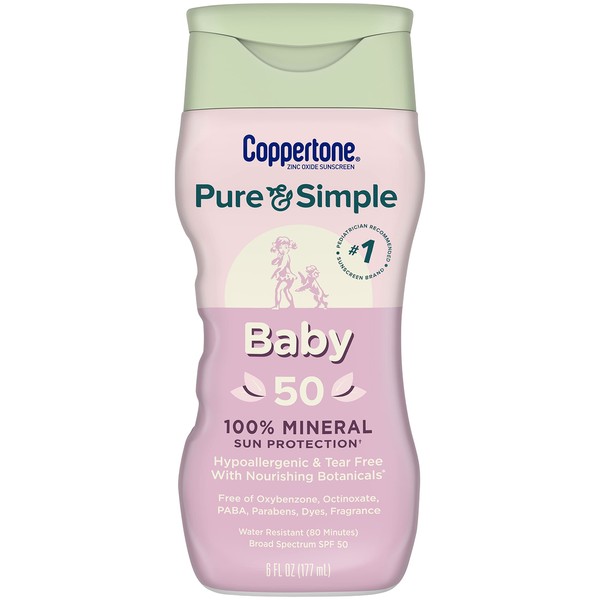 Coppertone Pure and Simple Baby Sunscreen Lotion SPF 50, Broad