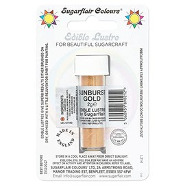 Sugarflair Sunburst Gold Edible Lustre Dust (E171 Free), Add a Lustrous Shine to Cakes or Decorations. Brush On or Add Rejuvenator to Create Eye-Catching Edible Paint- 2g