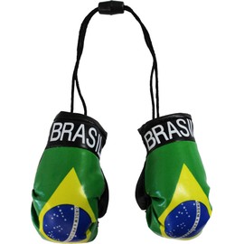 Brazil (Brasil) - Novelty Mini Boxing Gloves with Black Snap Connection