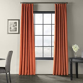 HPD Half Price Drapes VPCH-180408-84 Signature Blackout Velvet Curtain (1 Panel), 50 X 84, Burnt Pumpkin