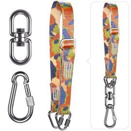 Dolibest Punch Bag Hanger, Heavy Duty Bag Hanger Strap with Swivel and Carabiner for Home, Gym, Training, Workout, Fitness, Pull Ups and Dips Equipment (Camouflage)