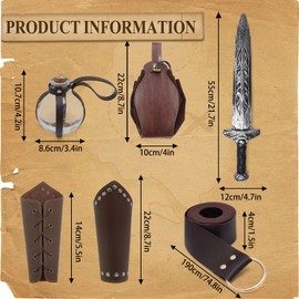 aicoaub 9Pcs Mens Renaissance Viking Costumes Set for Men Medieval Pirate Toys Elf Hunter Ren Faire Dress up Full Outfit