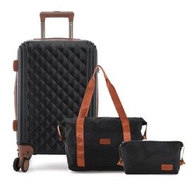 SIAM'S suitcase set 3 piece Carry on Harside, Expandable Lightweight Hardside, luggage with TSA lock Spinner Wheels, 20 inch (black)