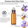 Easytle Essential Oil Roller Bottles, 24 Pack Amber Glass Balls