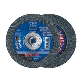 PFERD POLIFAN®-Curve Radial Type Flap Disc - 6" x 5/8-11" Thread, 40 Grit Zirconia, for Steel and Stainless Steel (INOX) Grinding - Pack of 1 - Part 67367
