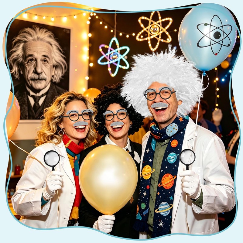 10 PCS Old Man Mad Scientist Wig Set,Dressing up Grandpa