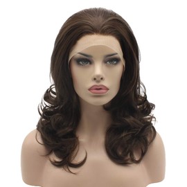 Lushy Stylish Medium Length Ash Brown Mix Wig Heat Friendly Heavy Density Synthetic Lace Front Wig