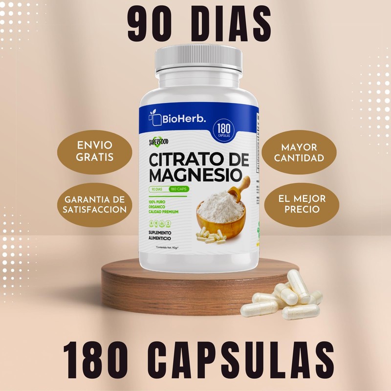 BioHerb. Citrato de Magnesio + Citrato de Potasio (180 Capsulas