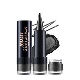 2-in-1 Gradient Eyeliner & Eyeshadow Stick Combo, Shimmer & Matte Cream Eyeshadow Pencil, Waterproof & Smudge-Proof, Long-Lasting Eye Makeup, Metallic & Neutral Shades (#10 Charcoal Night)
