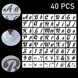 DIY Craft Accessory Kit, 40 Pieces Reusable Letter Number Stencils for Scrapbooking Large Wall Art Fabric Decoration Bullet Journaling and Greeting Cards