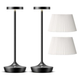 YHT Cordless Table Lamp Rechargeable,6000mAh Battery Operated LED Desk Lamp,Portable Outdoor Waterproof 3-Color Touch Dimming Table Lights for Dining/Patio/Restaurant/Home(Black, 2 Pack)