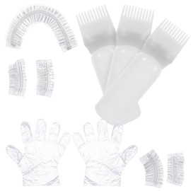 FOMIYES Hair Dye Bottle Bleach Hair Kit 1 Set Hair Dye Coloring Kit, Hair Coloring Dyeing Bleaching Salon Tool Bottle Hair Cap Ear Cover Gloves for Hair Coloring Hair Dye Tools White