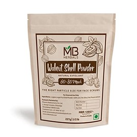MB Herbals Walnut Shell Powder 227g | 8 oz/Half Pound | The Right Particle Size 60-80 Mesh for Natural Face Scrubs Soaps & Exfoliating Face Masks | Exfoliates Skin Gently