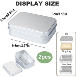 MFCGHXR 2 Pack Aluminum Travel Soap Dish Container - Portable Soap Holders for Bathroom, Camping, and On-the-Go Hygiene 150ml Small Storage Box with Lid