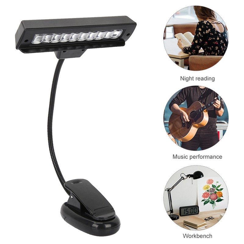 Portable Orchestra Music Stand Light Flexible Neck Clip On USB