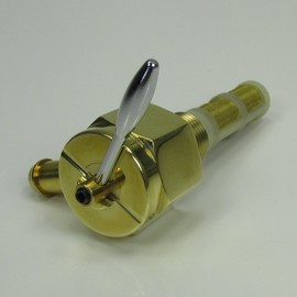 POLISHED BRASS Motorcycle 3/8" NPT HI-FLOW Petcock LEFT 90 Degree Fuel Outlet Valve - For 3/8" ID Fuel Hose - Replaces Pt # 62125-55B on PRE-1975 Harley FL FX XL Models